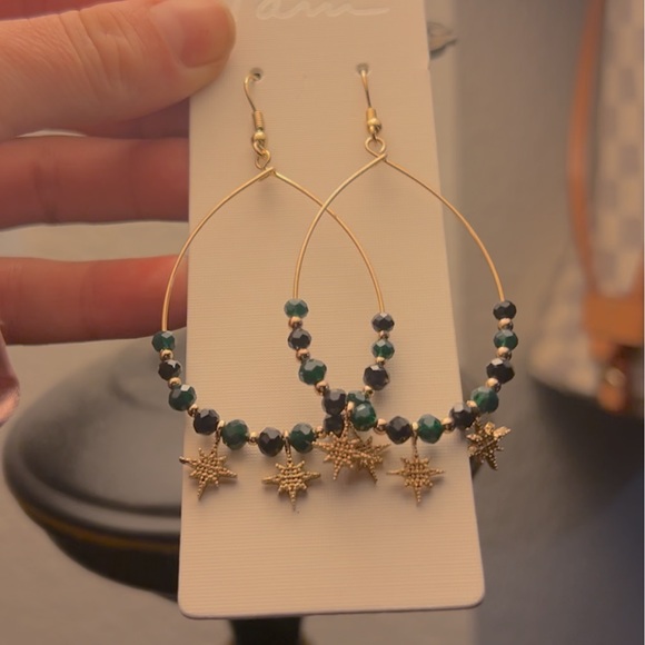 NWT Gold Beaded Celestial Star Drop Earrings - Picture 7 of 8